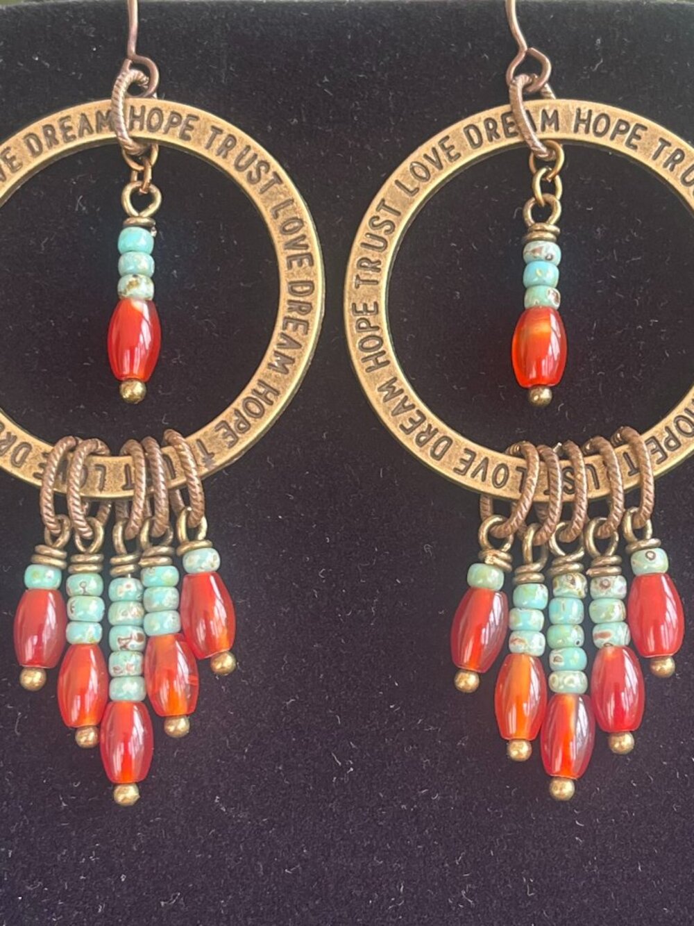Carnelian and Turquoise Picasso Dangle Earrings | Southwestern | Inspirational - Picture 7 of 8